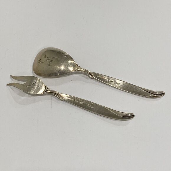 Vintage Rogers IS silverplated flatware serving sugar sifter spoon & olive fork - Picture 4 of 7